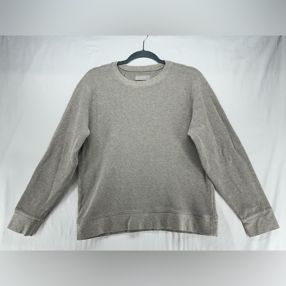 Everlane Mens Organic Cotton Waffle Knit Long Sleeve Shirt Light Brown Size M